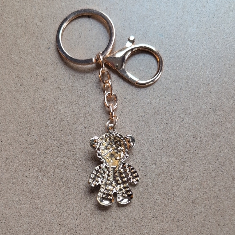 Gold and Silver Teddy Bear Keychain Bag Charm - Picture 7 of 9
